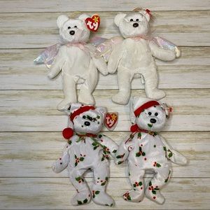 Halo & 1998 Holiday Teddy Beanie Baby Lot